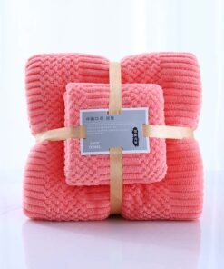 (2 PCS Dark Pink) Coral Fleece Towel and Bath Towel Set – Ultra Soft, Absorbent, and Lint-Free for Home and Spa